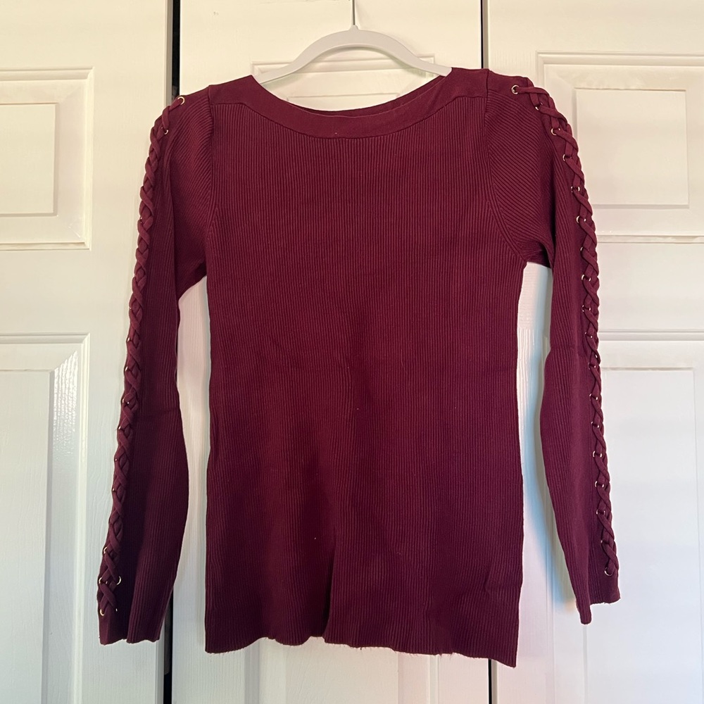 Lace up sleeve sweater